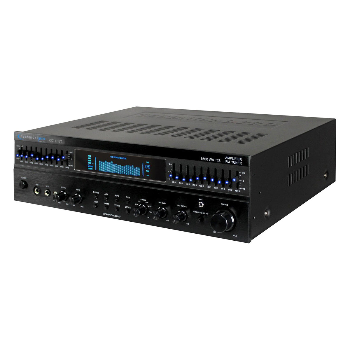RX113BT 1500W Bluetooth Home Receiver Amplifier with 10 Band EQ
