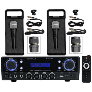 Rockville BLUAMP 100 Home Stereo Bluetooth Amplifier with USB/RCA Out+(2) Mics