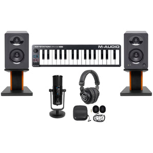 M-Audio Recording Kit w/USB Mic+Headphones+Keyboard Controller+Monitors+Stands