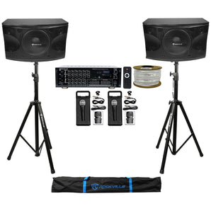 Rockville Karaoke Machine System w/ Pair 12" Speakers+Powered Mixer w/Bluetooth