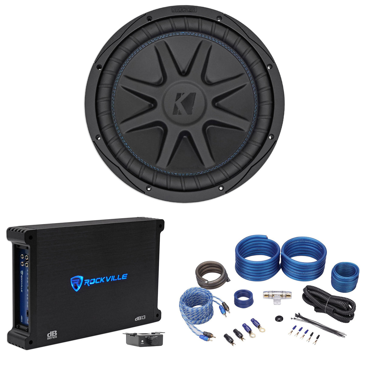 50CVX124 COMPVX 12" Car Subwoofer with Mono Amplifier and Amp Kit