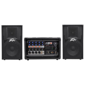 Peavey PV5300 200 Watt Powered Live Sound Mixer + (2) Peavey PV115 15" Speakers