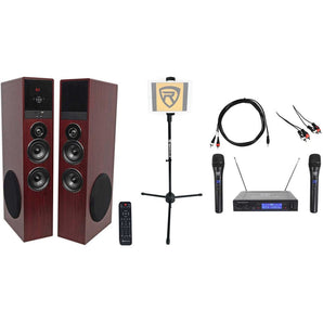 Rockville Bluetooth Home Theater/Karaoke Machine System+(2) Subs/Mics+iPad Stand