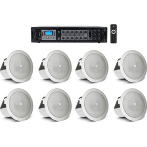 (8) JBL 3" Ceiling Speakers+6-Zone Bluetooth Amplifier For Hotel/Office/Diner