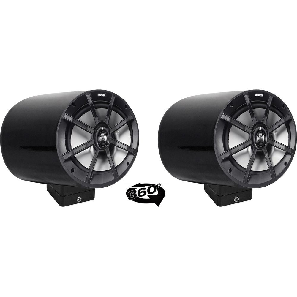 (2) kicker PS69 6x9" 360° Swivel Black Aluminum Surface Mount Boat Speakers