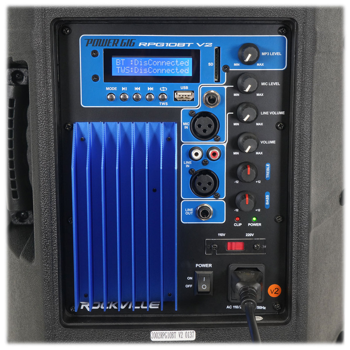 (2) RPG10BT 10" Powered 600W DJ PA Speakers + Bluetooth + LED Stands + Cables