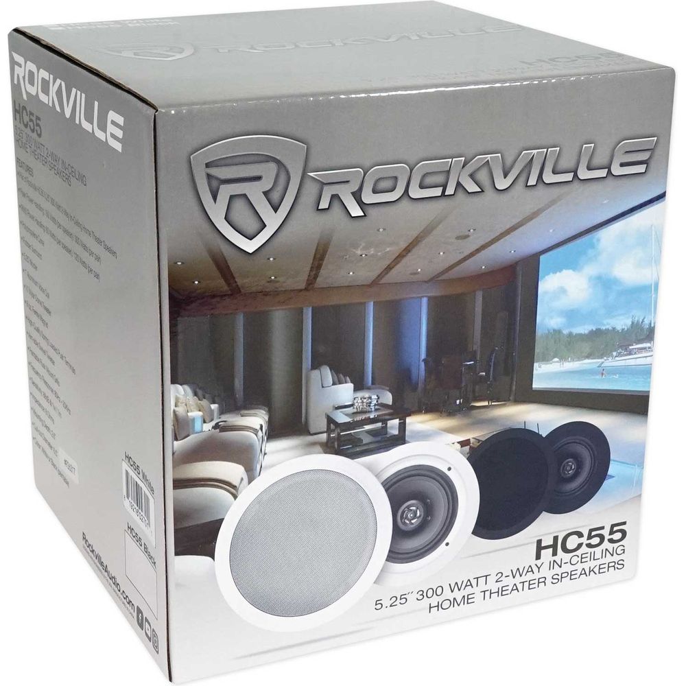 DV4000 4000W Home Theater DVD Receiver w/(6) 5.25" White Ceiling Speakers & Subwoofer