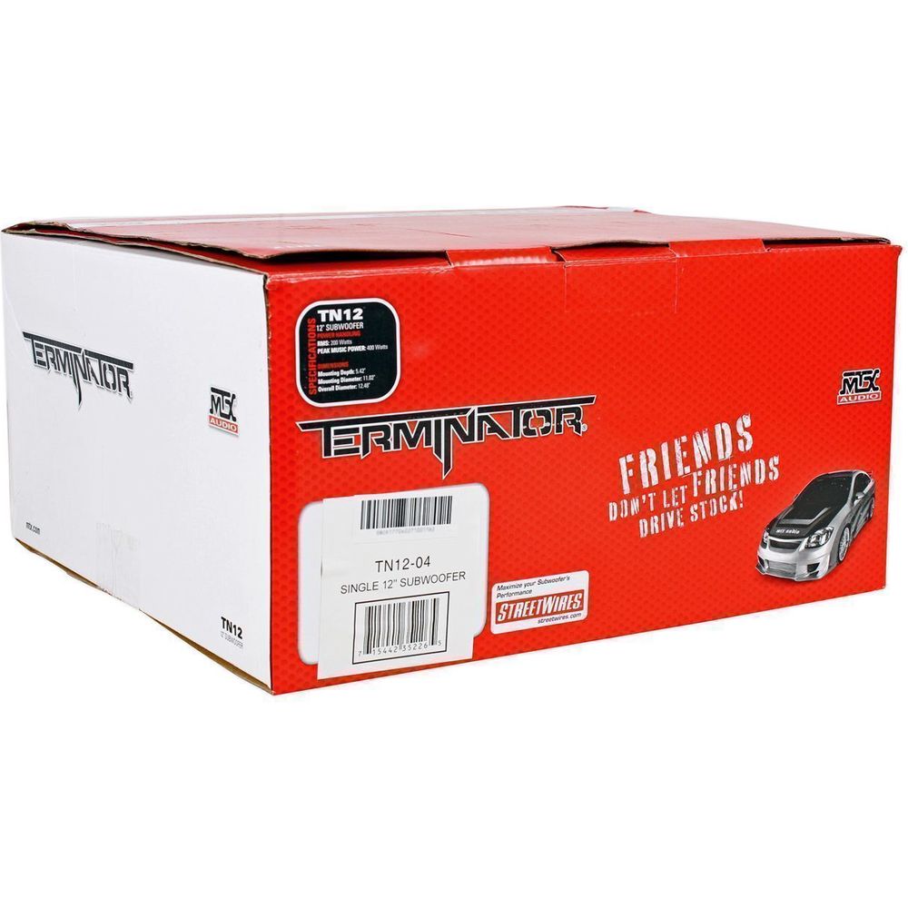 MTX Terminator TN12-04 12” 400 Watt 4 Ohm Car Audio Subwoofer Sub TN1204