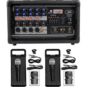 Peavey PV5300 200 Watt 5-Channel Powered Live Sound Mixer w/ 5-Band EQ + 2 Mics