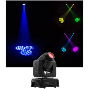 (4) Chauvet Intimidator Spot 110 LED Moving Head Lights+Crank Up Lighting Stand