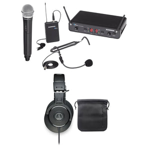 Samson Concert 288 Beltpack/Lav/Headset/Wireless Mics+Audio Technica Headphones