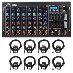 Peavey XR S 1000w Rack Mountable Powered 8-Ch. Mixer w/Bluetooth/USB+Cables XRS