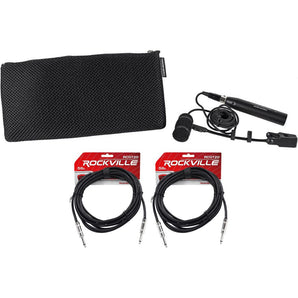 Audio Technica PRO 35 PRO35 Condenser ClipOn Instrument Microphone+2 1/4" Cables