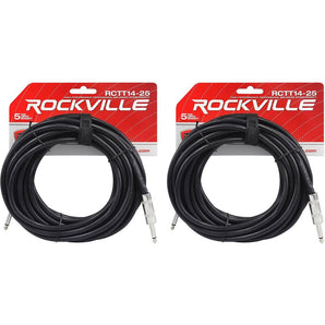 2 Rockville RCTT1425 25' 14 AWG 1/4" TS to 1/4" TS Pro Speaker Cable 100% Copper