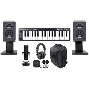 M-Audio Recording Kit w/USB Mic+Headphones+Controller+Monitors+Stands+Backpack