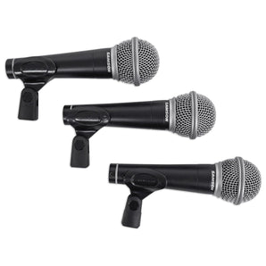 Samson R21 3-Pack Handheld Microphones+Mic Clips+Case For Church Sound Systems