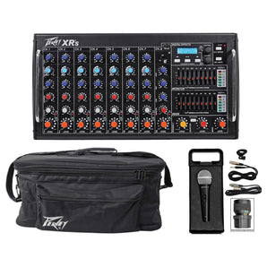 Peavey XR S 1000w Rack Mountable Powered 8-Ch Bluetooth Mixer XRS+Carry Bag+Mic
