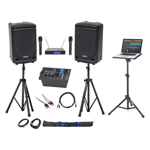 Samson 6" Portable YouTube Karaoke Machine/System+2 Mics+6-Ch Mixer+Laptop Stand