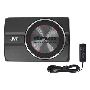 JVC CW-DRA8 8" 250w Powered Under-Seat Subwoofer Car Audio Sub System+Wire Kit