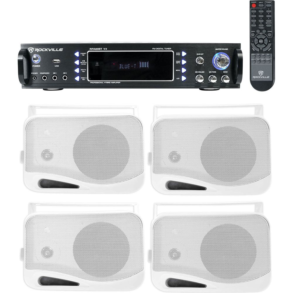 HP4S-8 White 4-Pack + RPA60BT Receiver Bundle