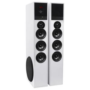 Rockville TM150W White Powered Home Theater Tower Speakers 10" Sub/Bluetooth/USB