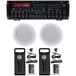 Technical Pro MM2000BT Bluetooth Karaoke Mixer System+(2) 8" Ceiling Speakers