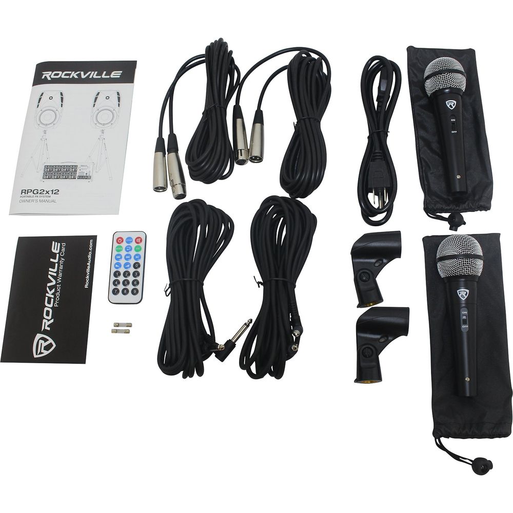 Rockville 12" Church Speakers+Mixer+Stands+Mics+Bluetooth 4 Church Sound Systems