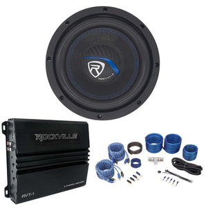 Rockville K5 W8K5S4 8" 800w 4 Ohm Car Audio Subwoofer+Mono Amplifier+Amp Kit