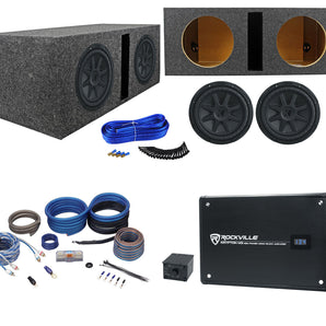 2) Kicker 44CVX104 CVX 10" Subwoofers+Vented Sub Box Enclosure+Amplifier+Amp Kit