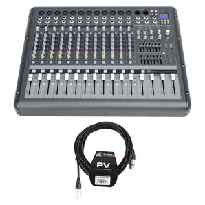Rockville RPM1470 14 Channel 6000w Powered Mixer w/USB, Effects+Peavey XLR Cable