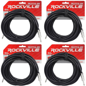 4 Rockville RCTT1425 25' 14 AWG 1/4" TS to 1/4" TS Pro Speaker Cable 100% Copper