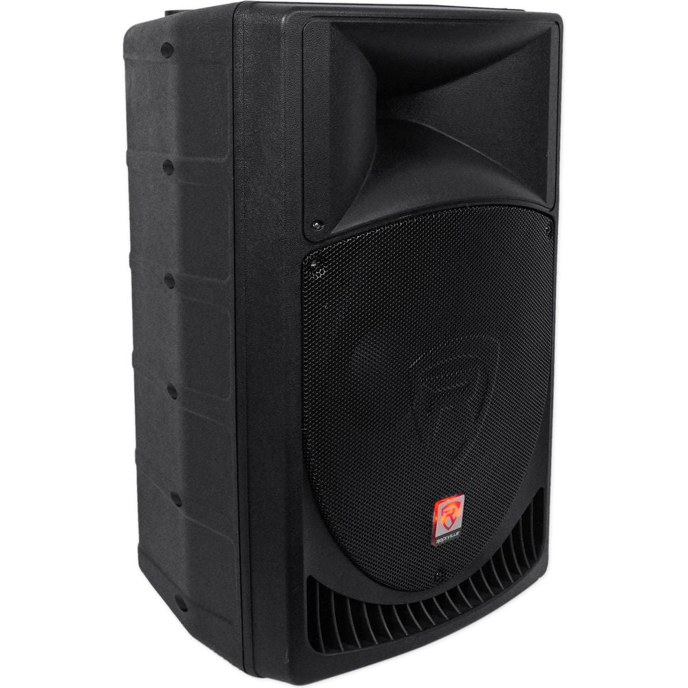 RPG15 15" Powered Speakers 2-Pack + PARTY STAND LED Stands Bundle