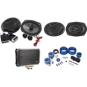 Pair Rockville RV69.2C 6x9" Component Speakers+6x9" 4-Way Speakers+4-Ch Amp+Kit