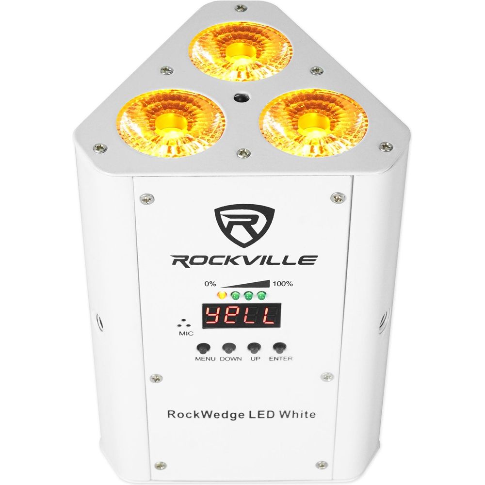 (4) RockWedge LED White Battery Lights+Wireless DMX Controller