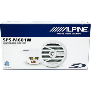 Pair Alpine SPS-M601W 6.5" 220w White Marine Boat Wakeboard Tower Speakers