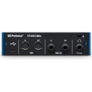 Presonus STUDIO 24C 2x2 USB-C Audio MIDI Recording Interface, 2 XMAX Mic Preamps
