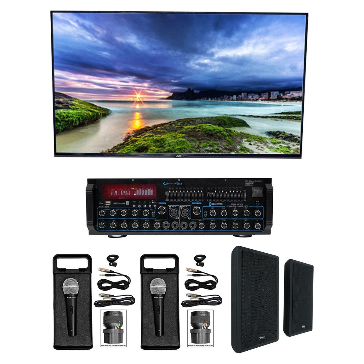 MM2000BT Bluetooth Karaoke Machine System + (2) 5.25" Wall Speakers