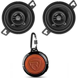 Pair Memphis Audio PRX3 3.5" 30 Watt 2-Way Car Speakers+Bluetooth Speaker
