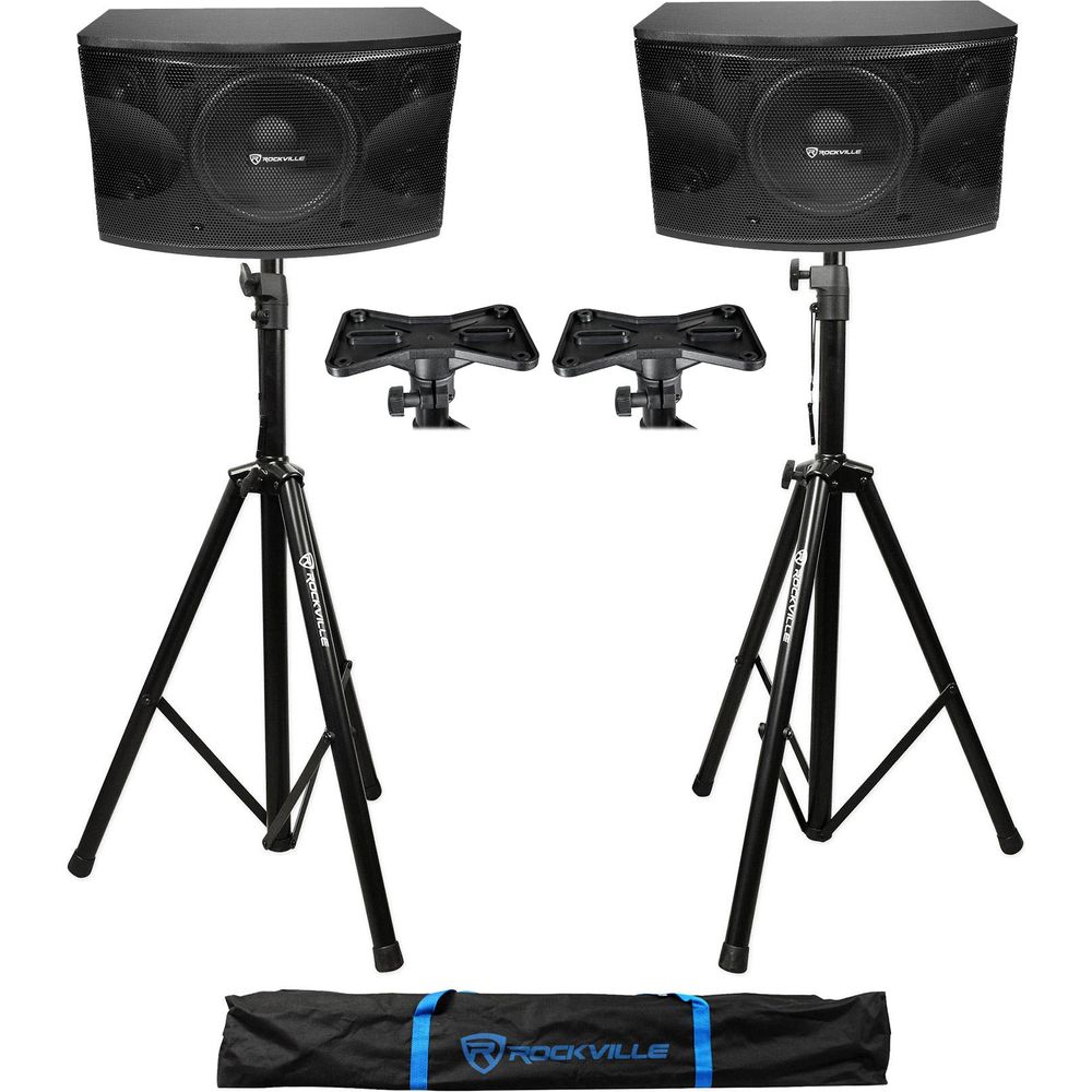 KPS12 12" Karaoke Speakers 2-Pack + Tripod Speaker Stands Bundle