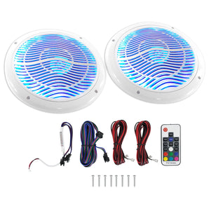 Rockville RMC80LW 8" 800w 2-Way White Marine Speakers w Multi Color LED + Remote