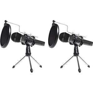 (2) Samson R10S Podcasting Microphones Podcast Mics+Tripod Stands+Pop Filters