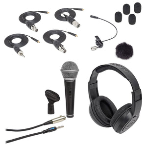 Samson LM7X Lavalier Lav Microphone+Adapters+Case+Handheld Mic+Headphones