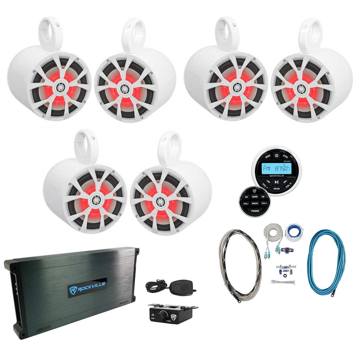 RKL80MW White 6-Pack + DBM65 Marine Amplifier Bundle