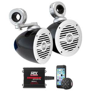 2) Rockville MS40W 4" 200w Wakeboard Speakers+MTX Amp+Bluetooth For ATV/UTV/Cart