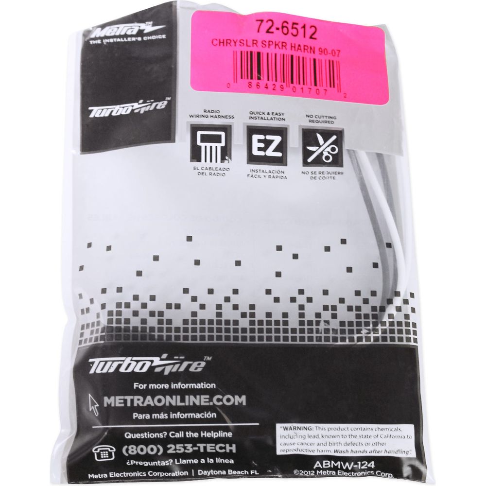 Metra 72-6512 Speaker Harness Connector for Chrysler Vehicles 90-07+Cherokee
