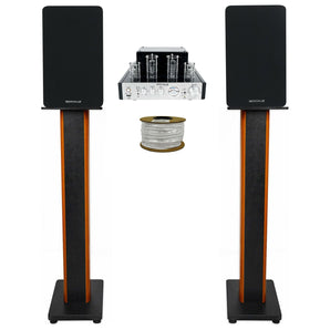 Rockville BluTube Tube Amplifier+5.25" Black Bookshelf Speakers+36" Wood Stands