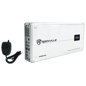 Rockville ATOM S30 Marine Amplifier 2400w 4 Channel Amp w/Volt Meter+PA Mic