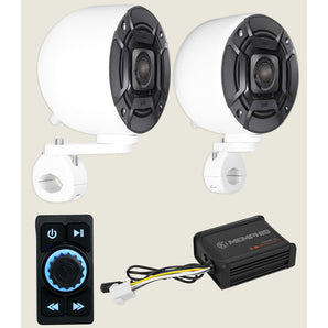 (2) Polk Audio 4" White Tower Speakers+Memphis Amp+Bluetooth ATV/UTV/CART
