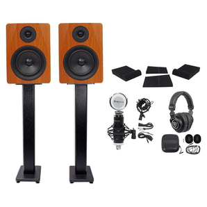 (2) Rockville APM6C 6.5" 350w Studio Monitors+36" Stands+Pads+Headphones+Mic