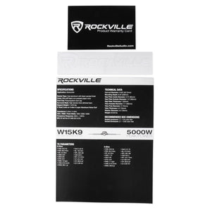 Rockville W15K9D2 15" 5000 Watt Car Audio Subwoofer+Mono Amplifier+Amp Kit